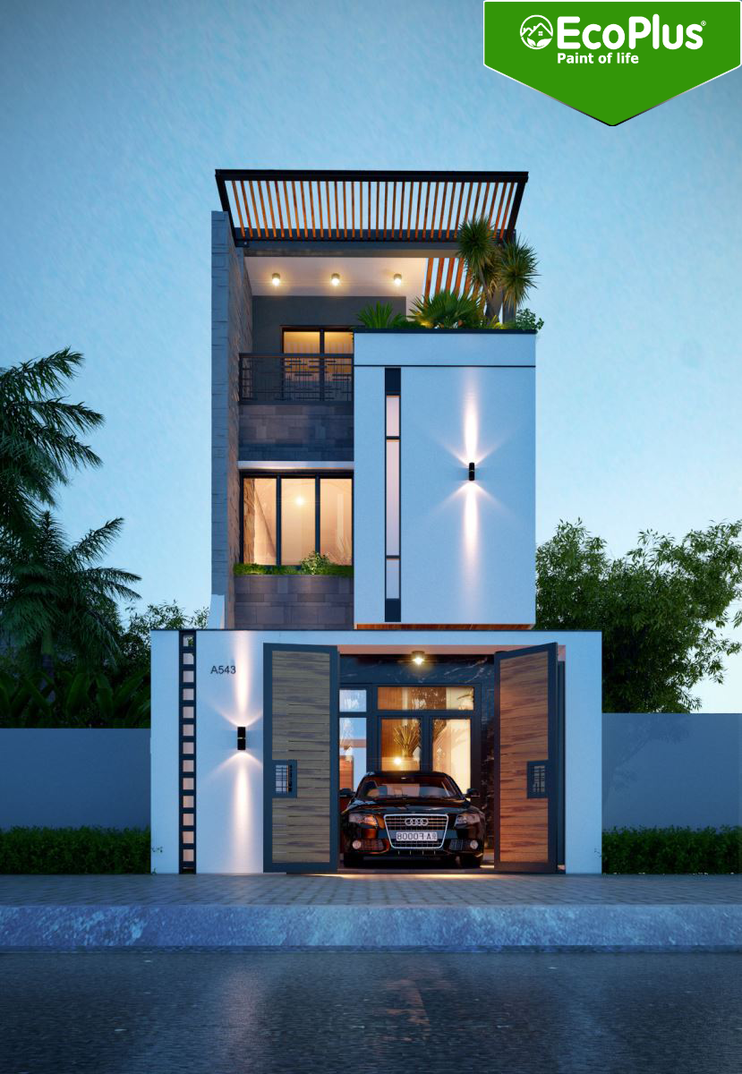 TOP 10 mẫu nhà phố sơn màu xanh dương đẹp nhất